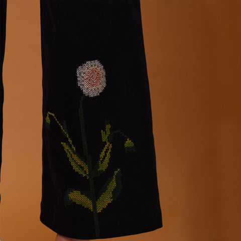 Floral Pants-Navy