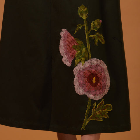 Floral Skirt-Olive Green