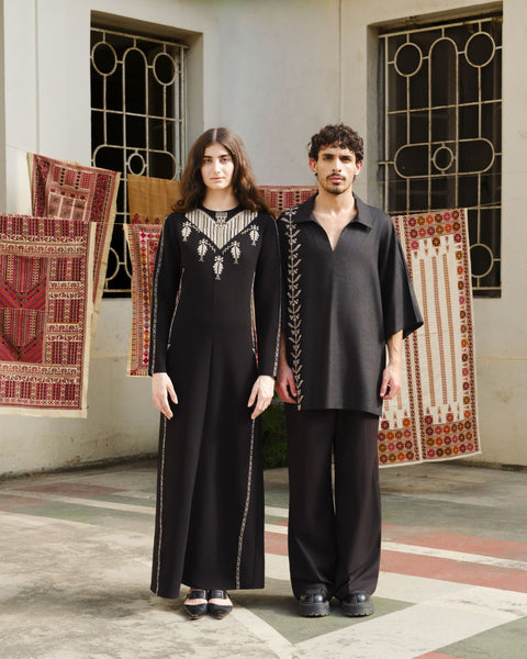Black Meshwar Set- Palm Tree | شجرة النخيل