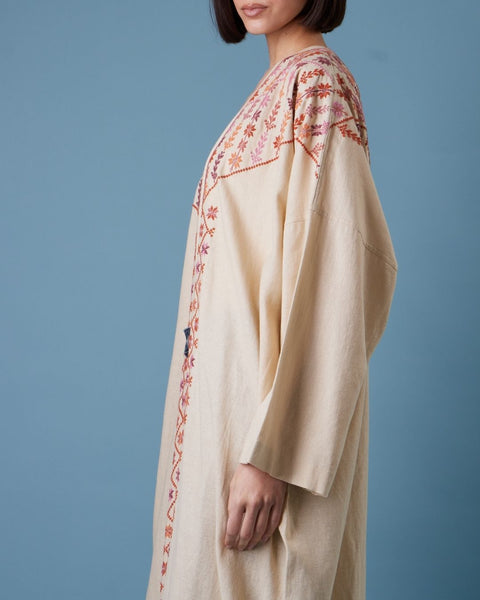 Linen Cotton Abaya Long Sleeve-Ward Rumi of Ramallah | ورد رومي من رام الله