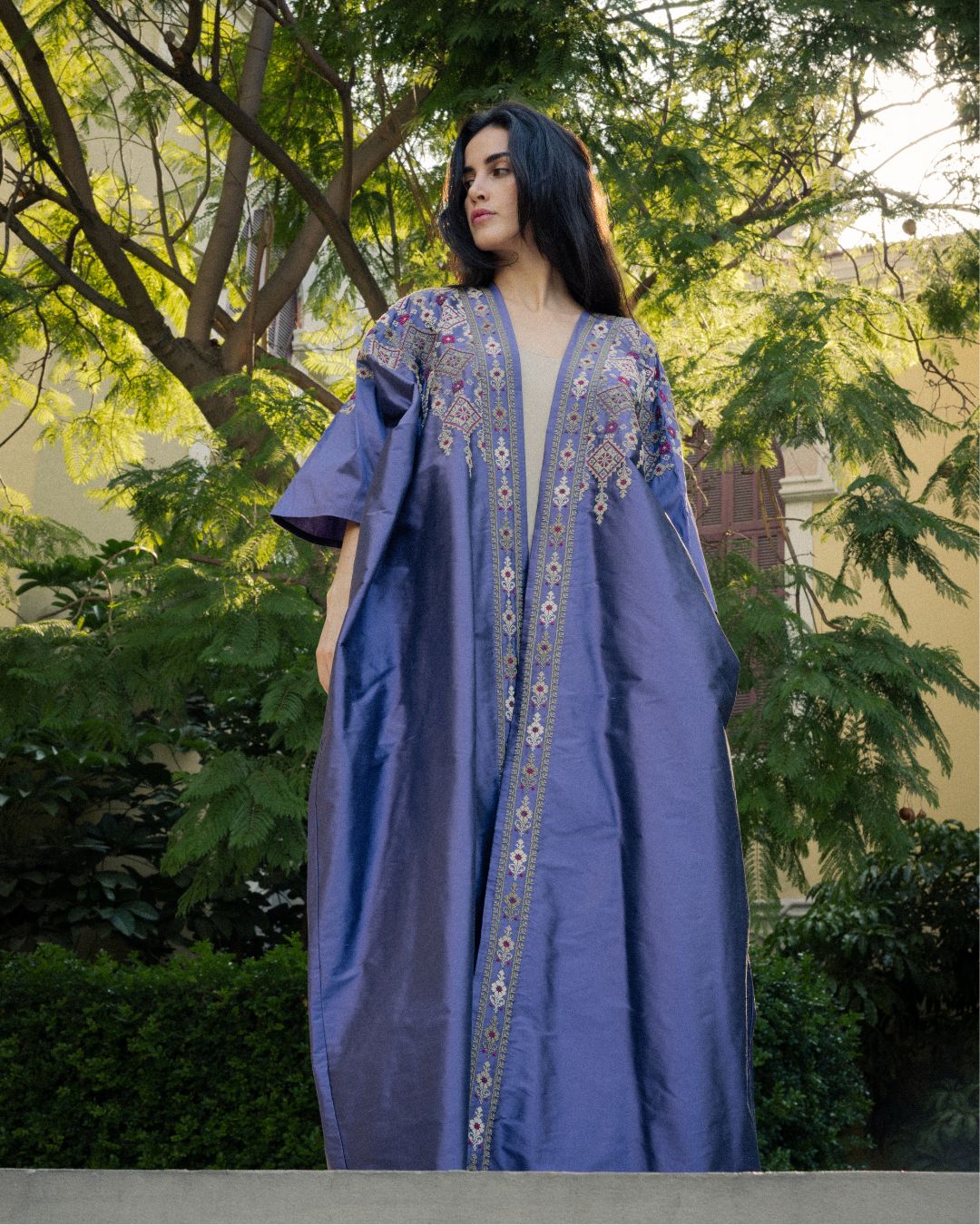Embroidered Silk Abaya