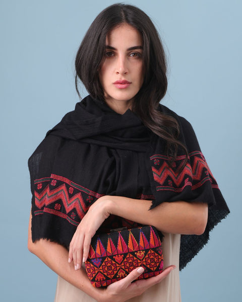 Silk Merino Shawl Black