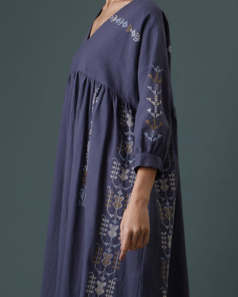 Navy Tunic Dress of Safad and Hebron | صفد والخليل