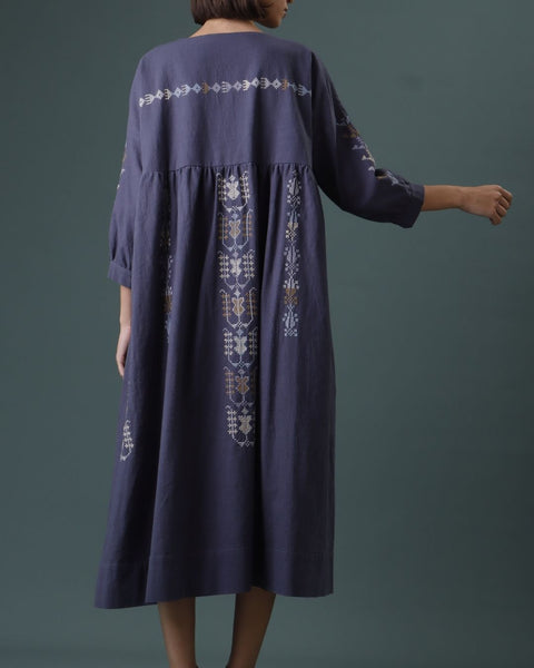 Navy Tunic Dress of Safad and Hebron | صفد والخليل