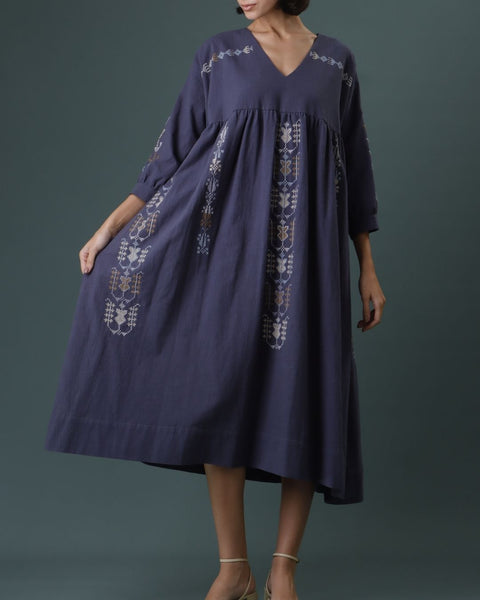 Navy Tunic Dress of Safad and Hebron | صفد والخليل