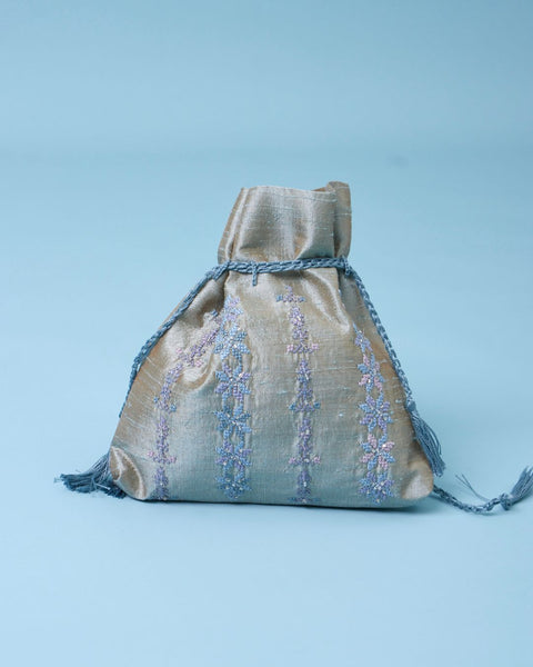 Silver Silk Drawstring Pouch Bethlehem |بيت لحم