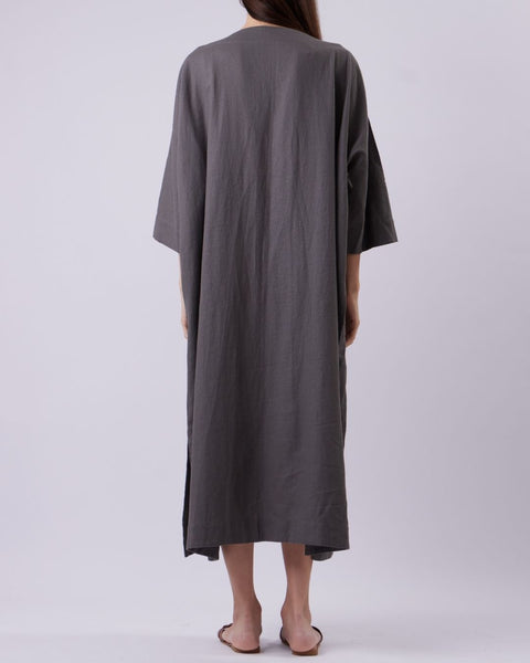 Dark Linen Dress-Oranges of Yafa | برتقال يافا