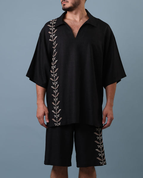 Black Meshwar Set- Palm Tree | شجرة النخيل