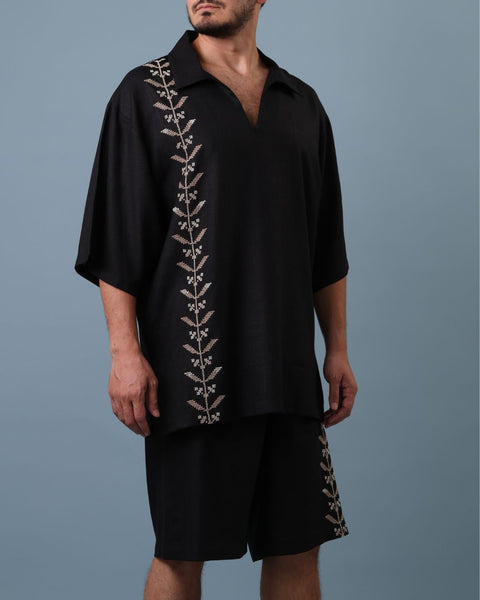 Black Meshwar Set- Palm Tree | شجرة النخيل
