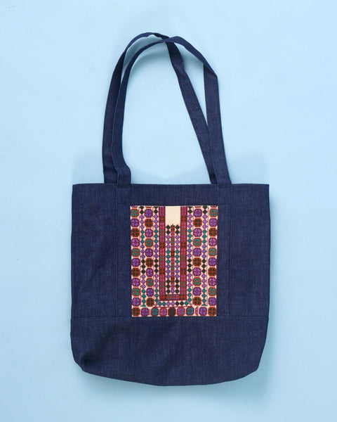 Denim Bag-Small Flowers of Palestine | فلسطين زهور