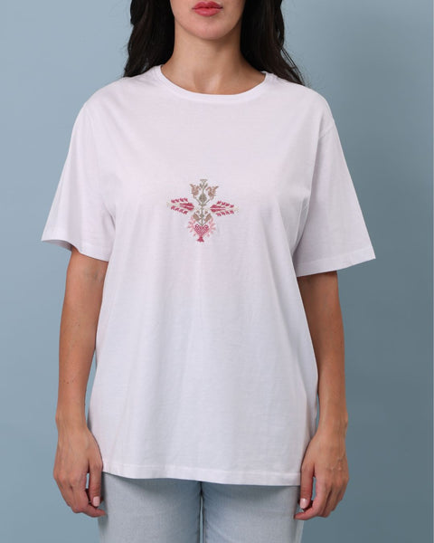 T-Shirt Flowers, Vase & Birds on Tree | زهور ومزهرية وطيور على شجرة
