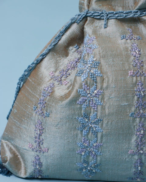 Silver Silk Drawstring Pouch Bethlehem |بيت لحم