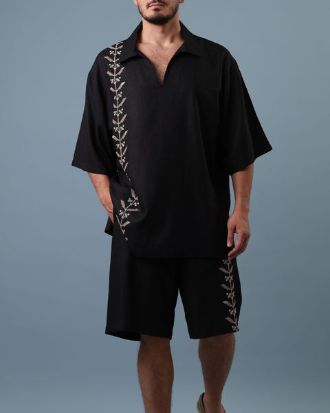 Black Meshwar Set- Palm Tree | شجرة النخيل