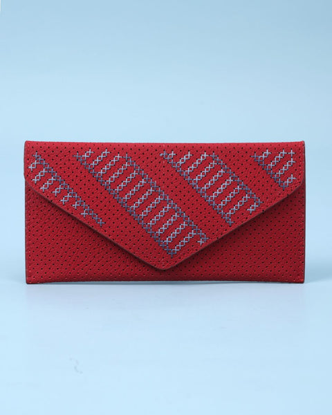 Red Blue Leather Flip Wallet