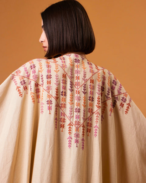 Embroidered Cotton Abaya-Ward Rumi of Ramallah | ورد رومي من رام الله