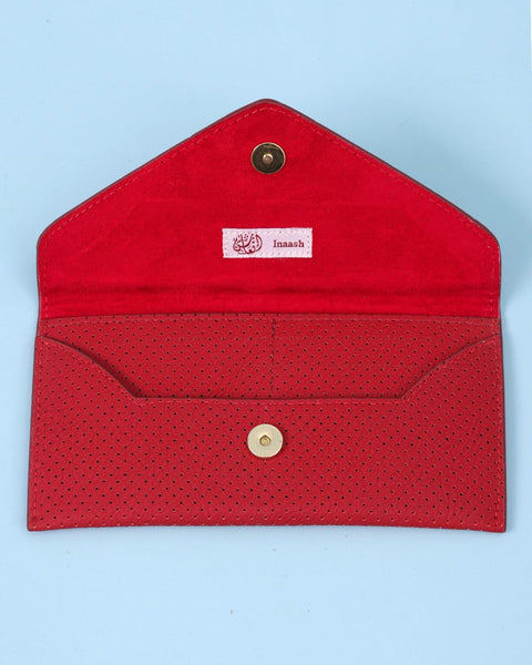 Red Blue Leather Flip Wallet