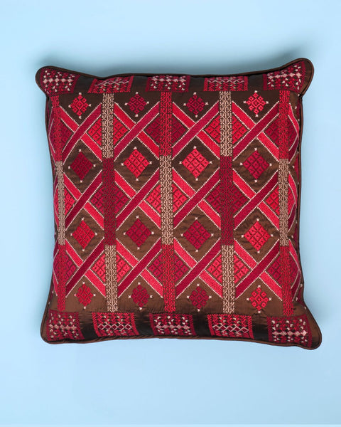 Brown Silk Cushion-Silk Tahriri of Galilee | حرير تحرير الجليل