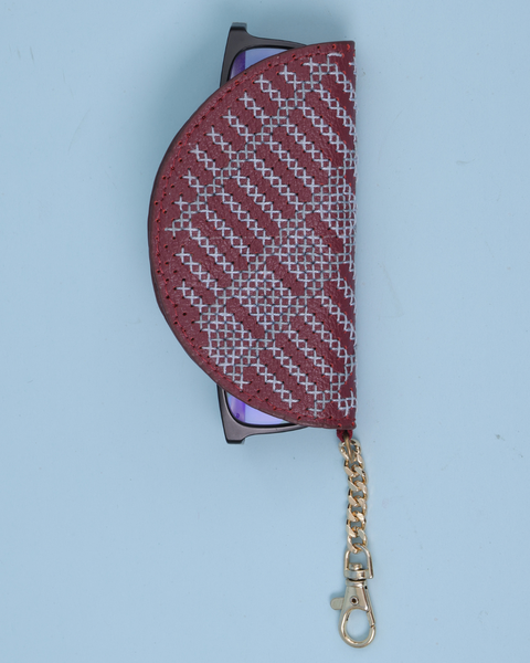 Burgundy Leather Eyewear Cover