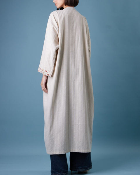 French Cotton Abaya Long Sleeve-Ward Rumi of Ramallah | ورد رومي من رام الله