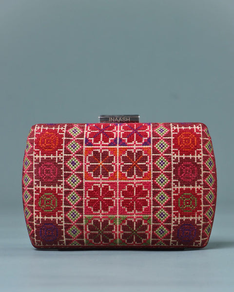 Flat Canvas Clutch- Jerusalem Embroidery | تطريز القدس