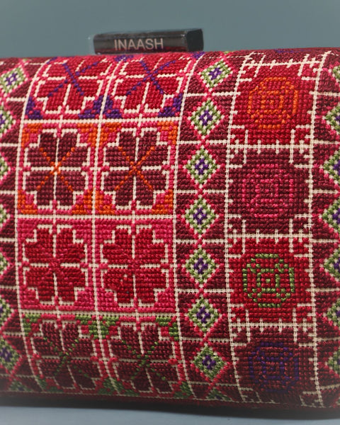 Flat Canvas Clutch- Jerusalem Embroidery | تطريز القدس
