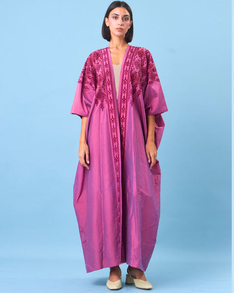 Silk Abaya-Qamar Wa Qalayed Beersheba | قمر قلايد بئر سبع