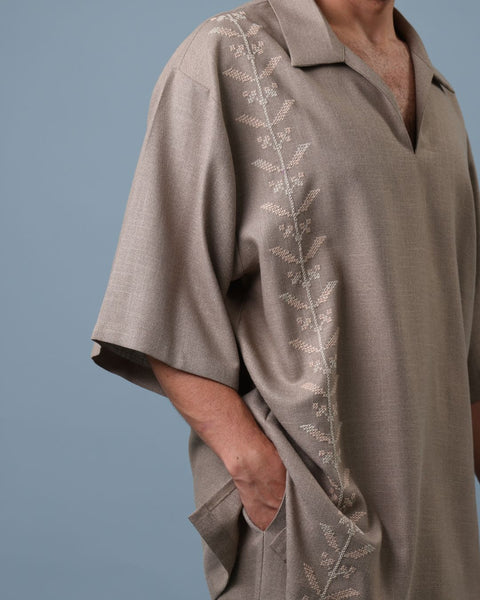Grey Meshwar Set- Palm Tree | شجرة النخيل