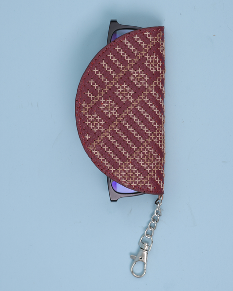 Burgundy Leather Eyewear Cover