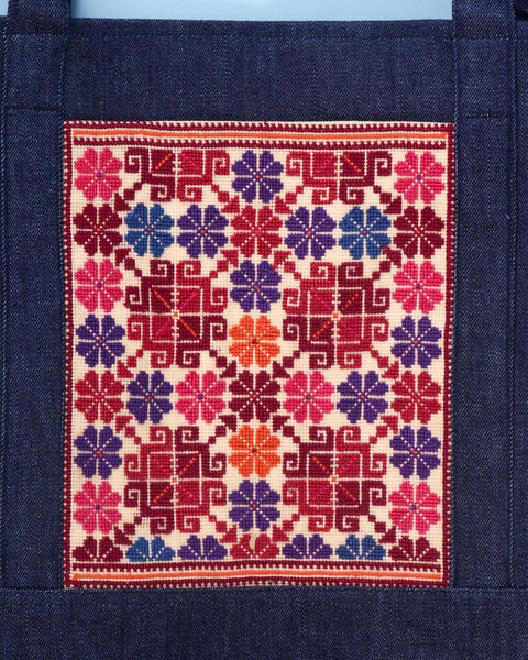 Denim Bag-Small Flowers of Yafa | زهور يافا