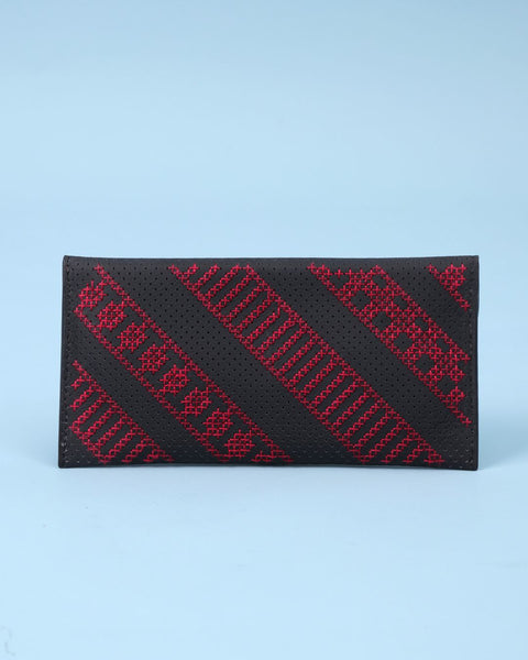 Black Red Leather Flip Wallet
