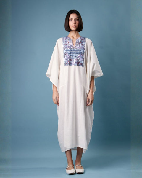 Blue Butterfly Caftan Multiple Embroidery | التطريز المتعدد