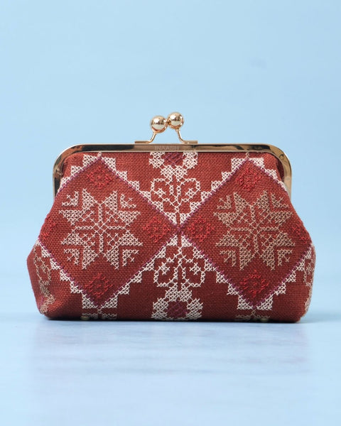 Red Linen Click Clutch Star of Bethlehem | نجمة بيت لحم