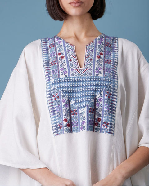 Blue Butterfly Caftan Multiple Embroidery | التطريز المتعدد