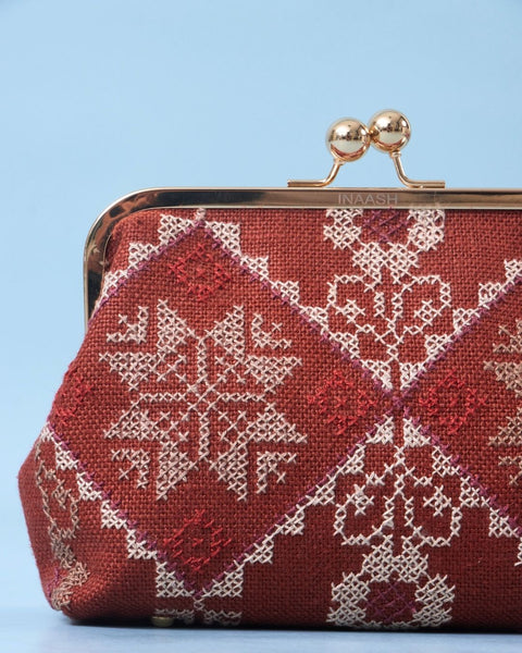 Red Linen Click Clutch Star of Bethlehem | نجمة بيت لحم