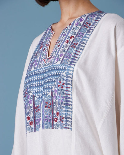 Blue Butterfly Caftan Multiple Embroidery | التطريز المتعدد