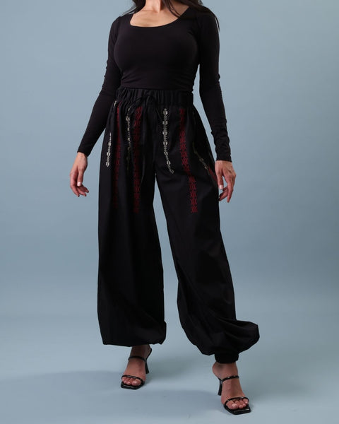 Black Balloon Pants - Border & Chain | الحدود والسلسلة