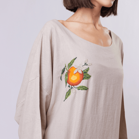 Linen Dress-Oranges of Yafa | برتقال يافا
