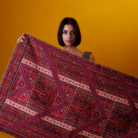 Bayt Sahour Embroidered Panel-Red