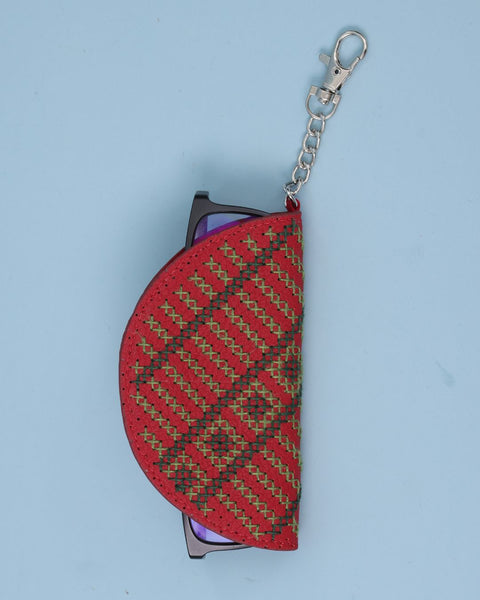 Burgundy Red Leather Eyewear Cover