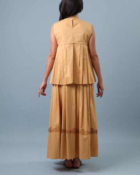Pleated Yellow Skirt- Vase, Almond Branch & Birds | مزهرية، غصن اللوز والطيور