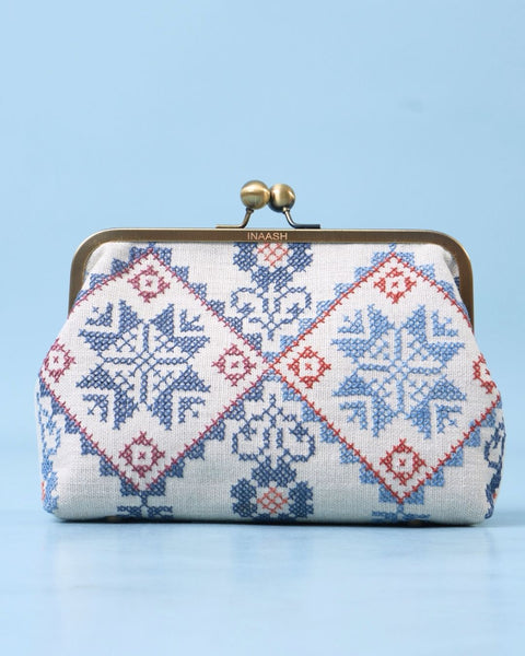White Linen Click Clutch Star of Bethlehem | نجمة بيت لحم