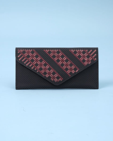 Black Pink Leather Flip Wallet