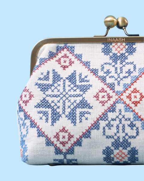 White Linen Click Clutch Star of Bethlehem | نجمة بيت لحم