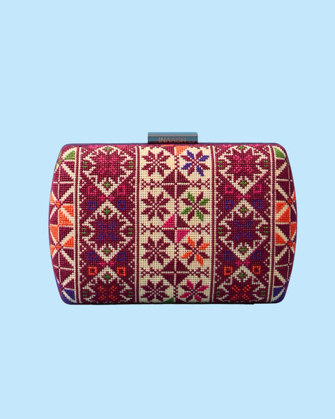 Flat Canvas Clutch - Jerusalem Embroidery | تطريز القدس