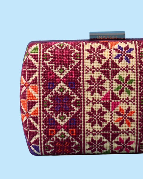 Flat Canvas Clutch - Jerusalem Embroidery | تطريز القدس