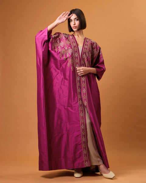 Silk Abaya-Qamar Wa Qalayed Beersheba | قمر قلايد بئر سبع
