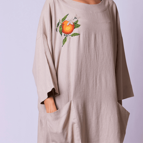 Linen Dress-Oranges of Yafa | برتقال يافا