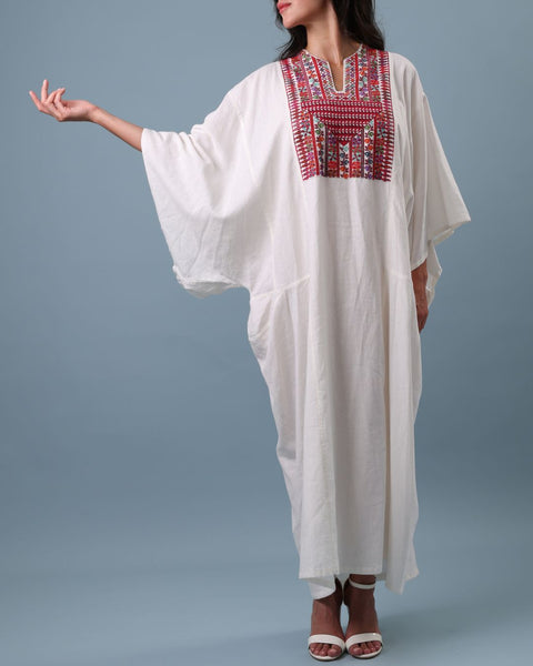 Red Butterfly Caftan Multiple Embroidery | التطريز المتعدد