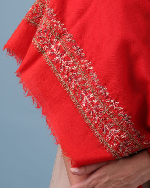 Silk Merino Shawl Bright Red