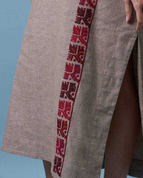 Traditional Palestinian Linen Thobe Ramallah Embroidery | تطريز رام الله